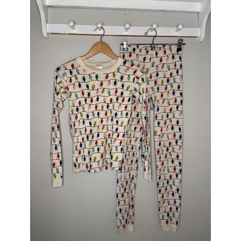 Hanna Andersson Christmas Pajama Set Organic Cotton Lights XS 14